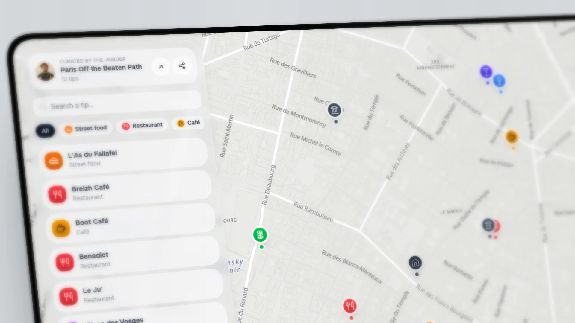PinTips map with its creator's tips